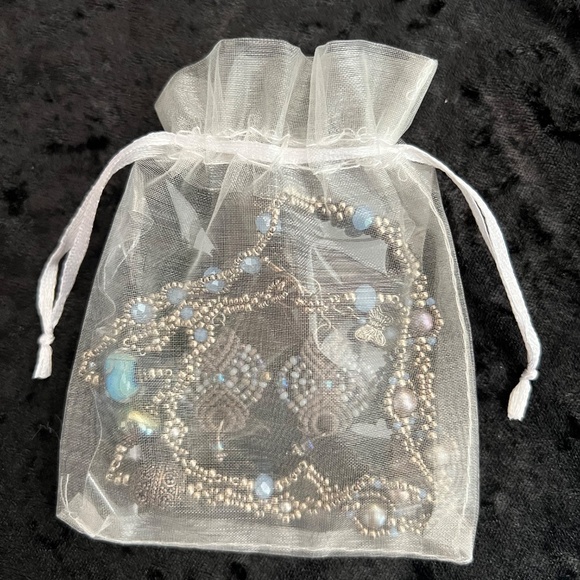 Curated Jewelry Set #20 - Wrap Bracelet, Earrings *blue/lavender/silver/gray - Picture 8 of 8